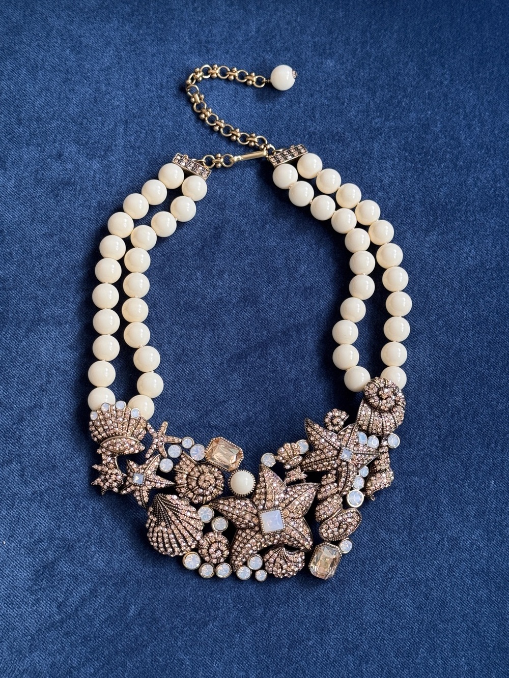 Heidi Daus "Seashore Chic" crystal and faux pearl statement necklace